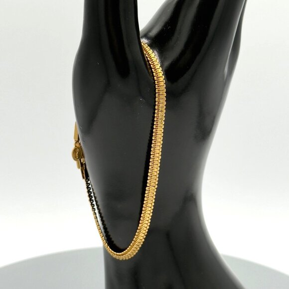 Monet Vintage Gold-Tone Snake Chain Bracelet With Fold-Over Clasp & Tag - Picture 4 of 7